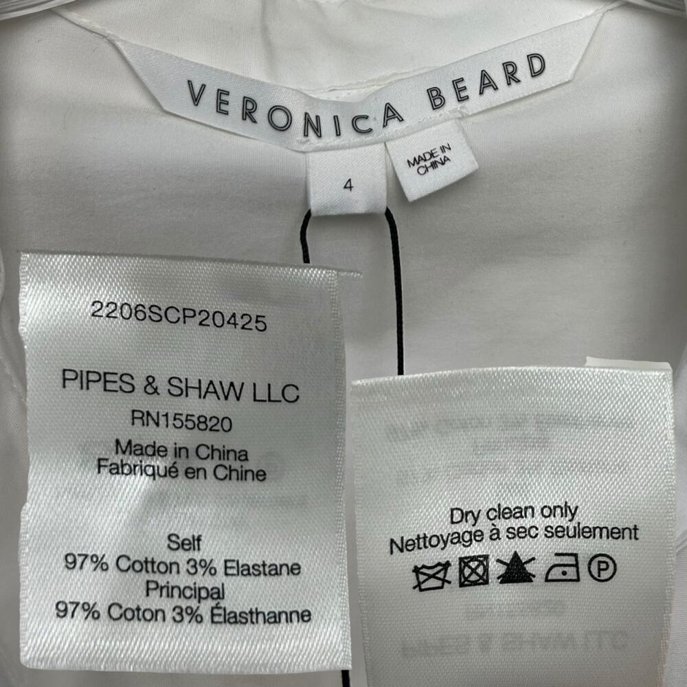 Veronica Beard NWT 'Aimee' Mini Shirt-Dress Wrap-Tie Front Collared White Size 4 - Picture 5 of 11